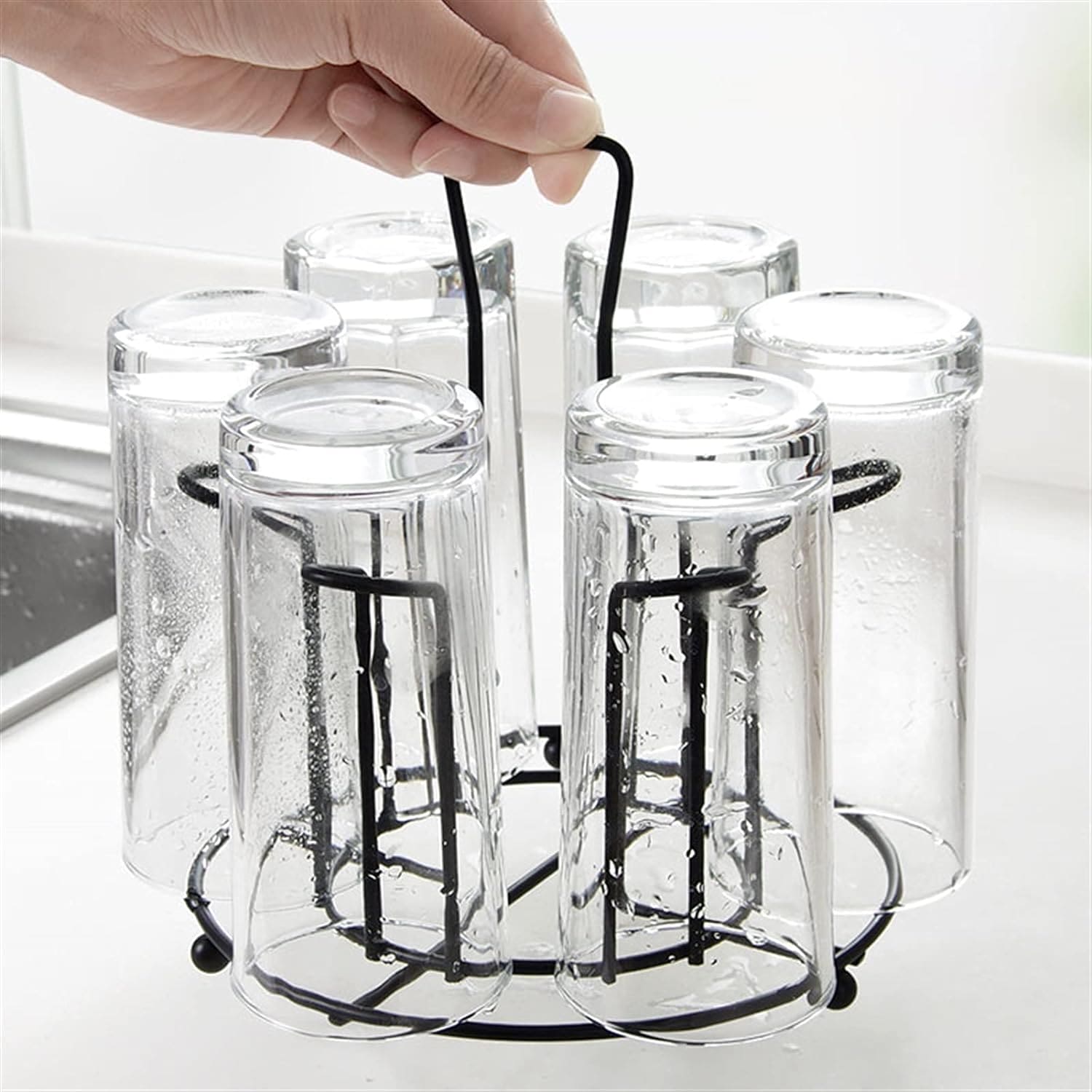 Tabletop Metal Glass Stand, 6 Mug Storage Rack, Metal Cup Drying Rack Shelf, Cup Hanging Drainer, Upside Down Cup Drain Rack, Countertop Cup Holder for Bottle, Glass, Mug, Non-Slip Mugs Bottles Organizer For Kitchen Tabletop Metal Glass Stand, 6 Mug Storage Rack, Metal Cup Drying Rack Shelf, Cup Hanging Drainer, Upside Down Cup Drain Rack, Countertop Cup Holder for Bottle, Glass, Mug, Non-Slip Mugs Bottles Organizer For Kitchen